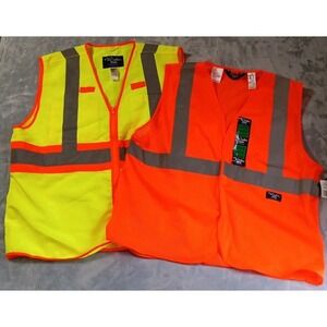 2 Walls Safety Vests Adult XL Orange Mesh Yellow High Visibility Reflective READ